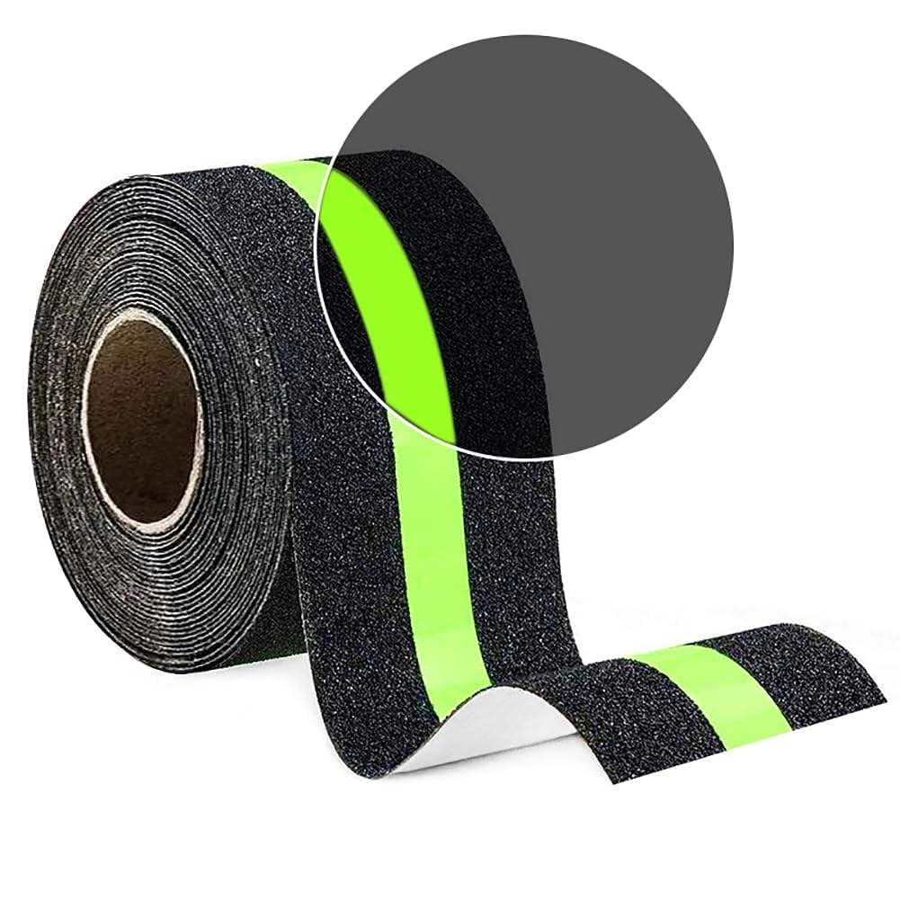 (Pack of 2) Adhesive Non-Slip Tape - Anti Slip Tape with Glow in Dark Stripe for Stairs