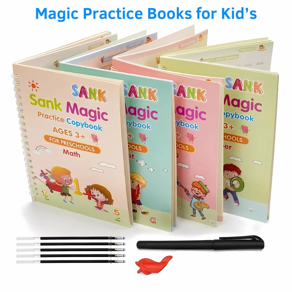 Sank Magic Practice Copybook (4 BOOKS, 1 PEN, 1 GRIP, 10 REFILL)