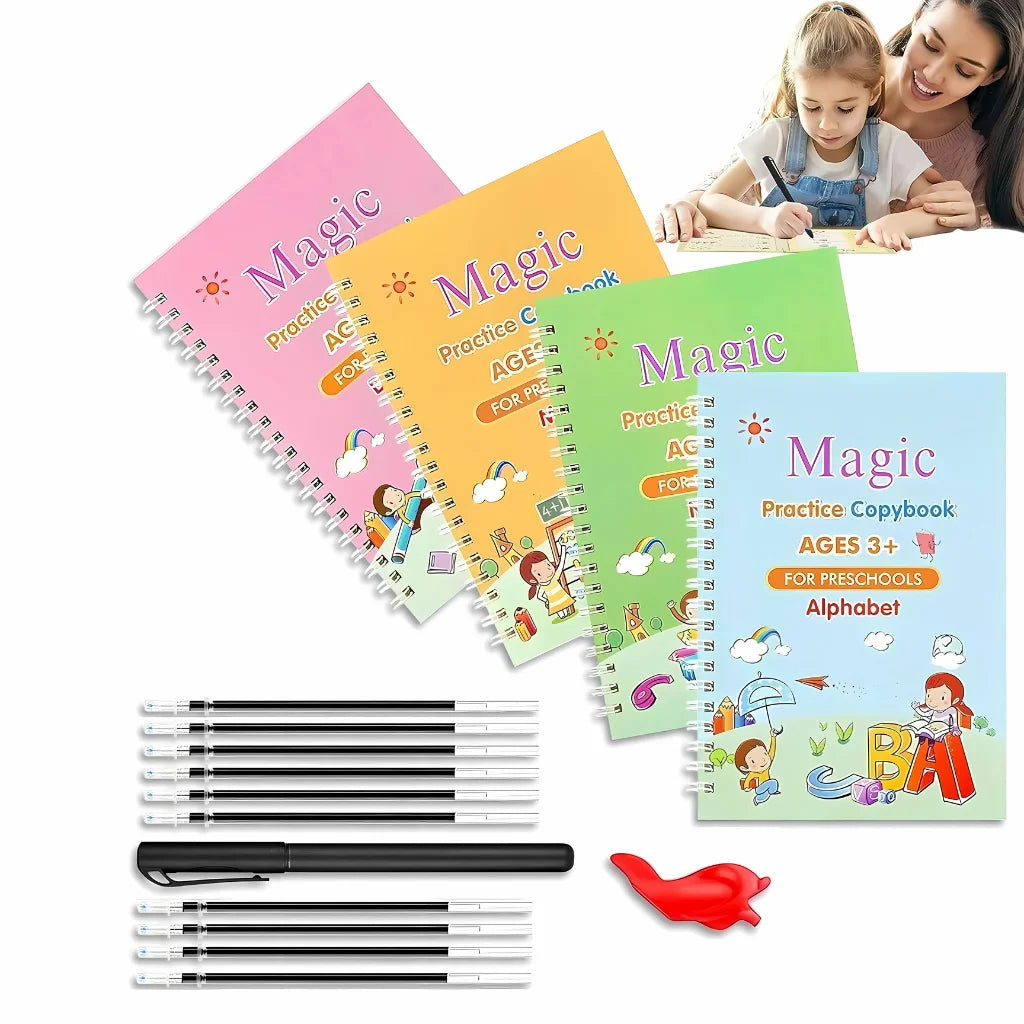 Sank Magic Practice Copybook (4 BOOKS, 1 PEN, 1 GRIP, 10 REFILL)