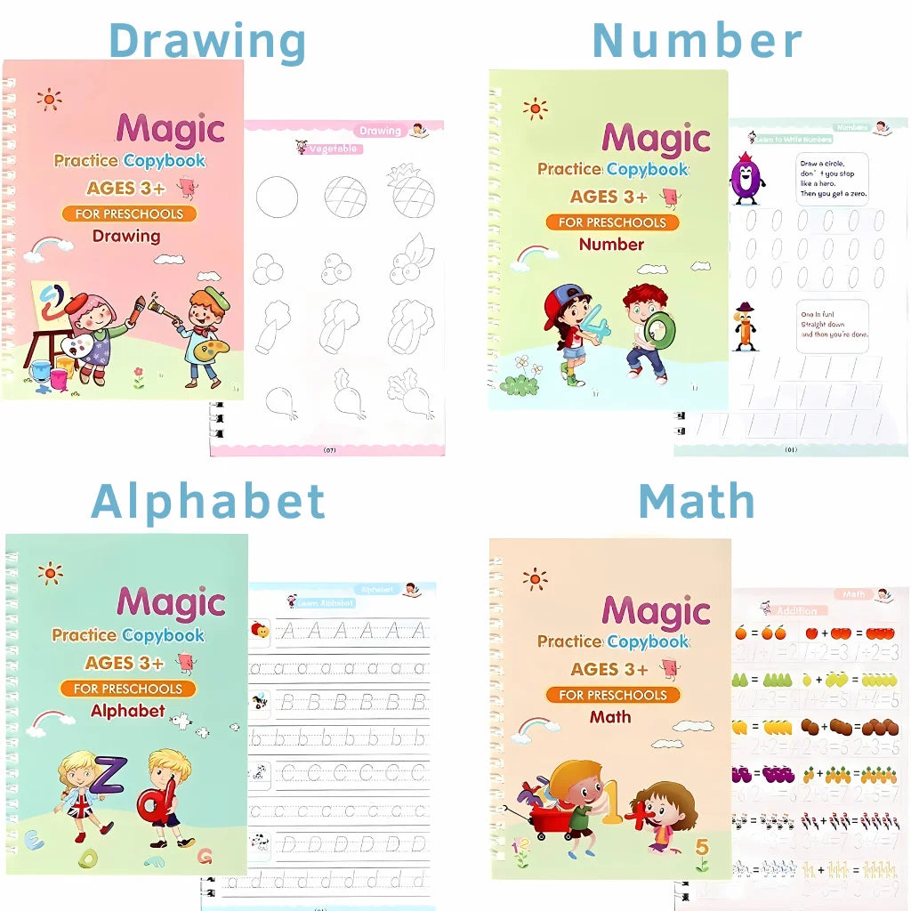 Sank Magic Practice Copybook (4 BOOKS, 1 PEN, 1 GRIP, 10 REFILL)