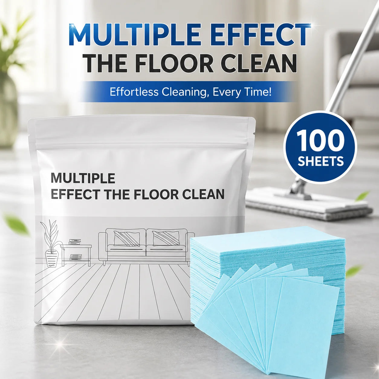 (100 Sheets) Floor Cleaning Sheets – Multi-Surface Floor Cleaner Sheets