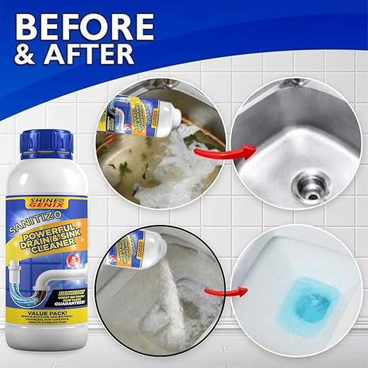 (Pack of 4) Sanitizo Powerful Drain & Sink Cleaner Powder 250gm – Drain Blockage Remover