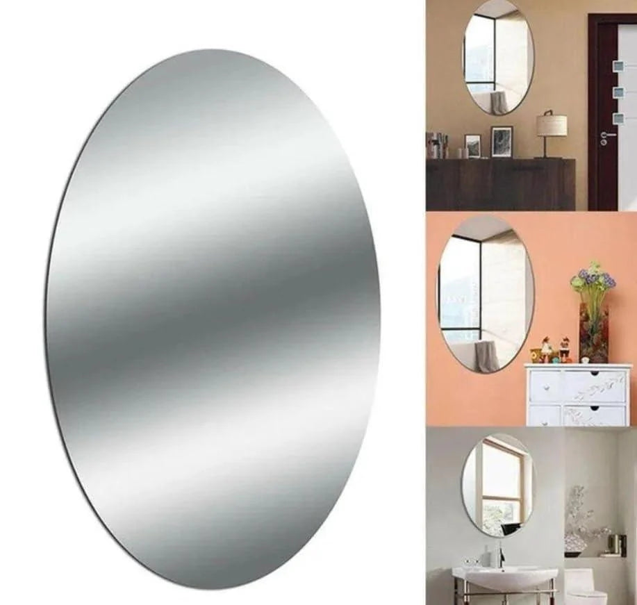 Combo of Oval Shape & Square Shape Mirror – Self Adhesive Wall Mirror