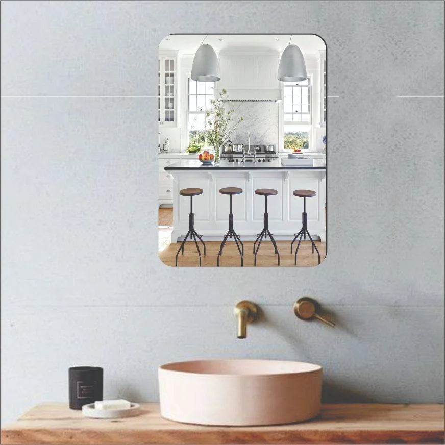 Combo of Oval Shape & Square Shape Mirror – Self Adhesive Wall Mirror