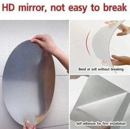 Combo of Oval Shape & Square Shape Mirror – Self Adhesive Wall Mirror