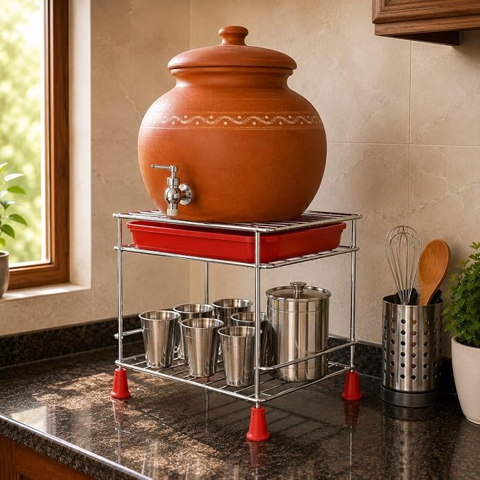 Stainless Steel Matka Stand with Removable Tray