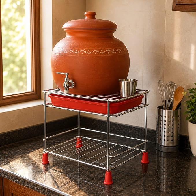 Stainless Steel Matka Stand with Removable Tray