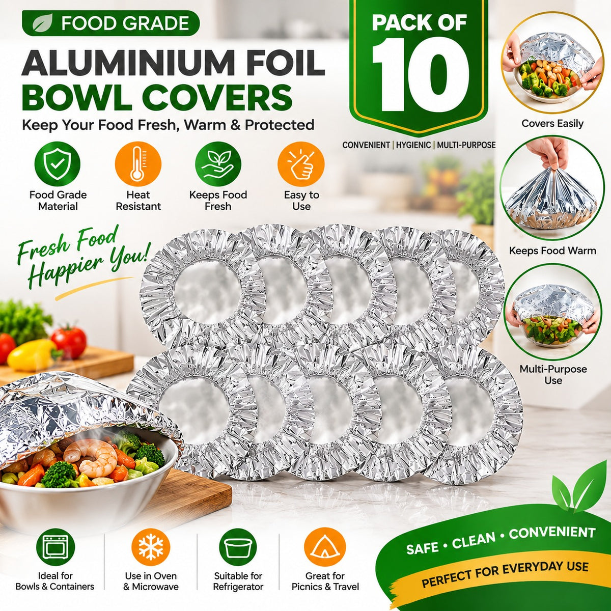Food Cover Aluminum Foil Pack of 10