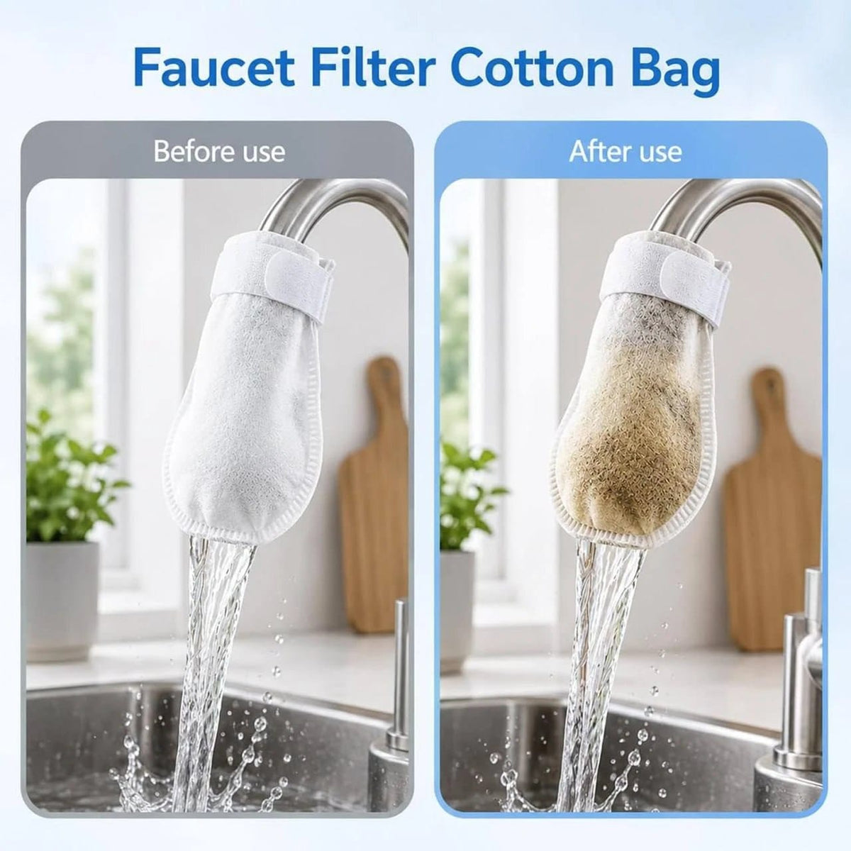 Universal Faucet Water Filter Cotton Pack of 20 Filter with 2 Straps