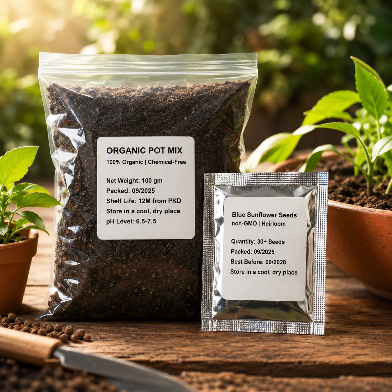 Blue Flame Sunflower Seeds with Organic Pot Mix – Pack of 1