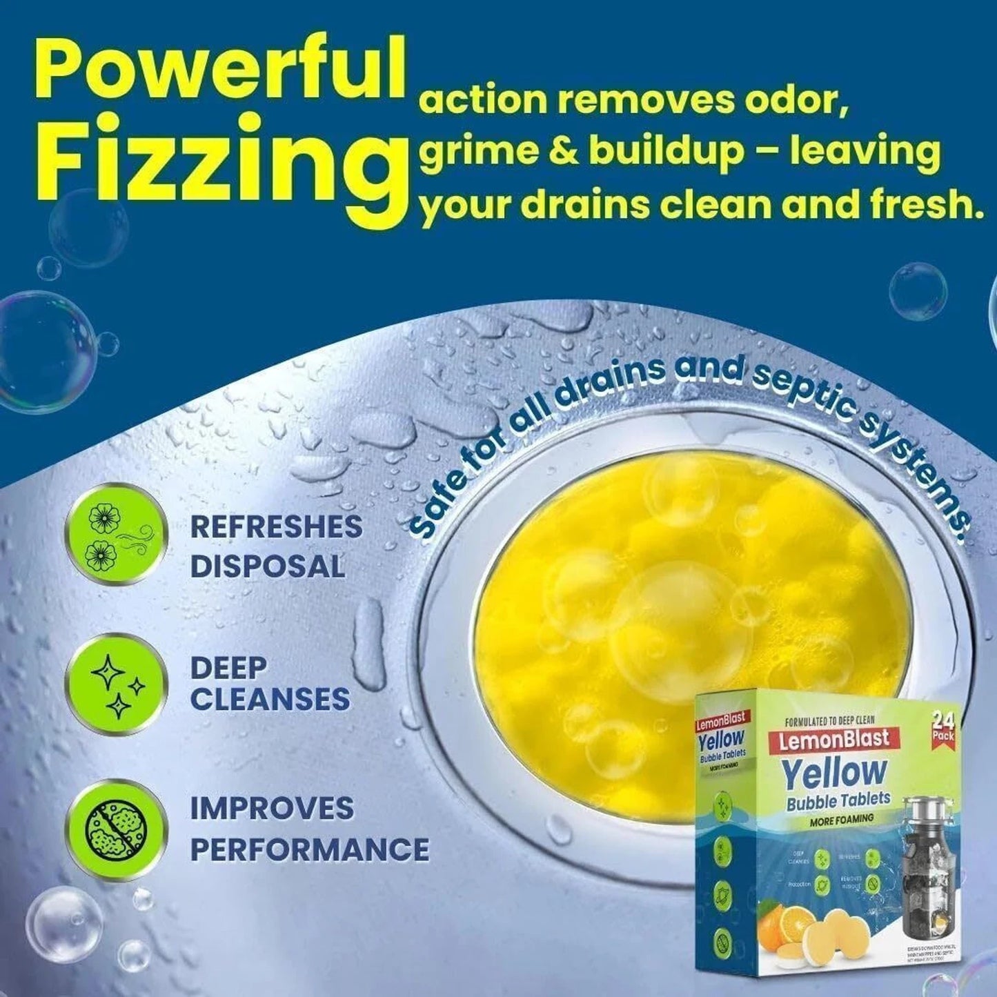 (24pc) LemonBlast Yellow Bubble Tablets – Deep Cleaning Foaming Tablets