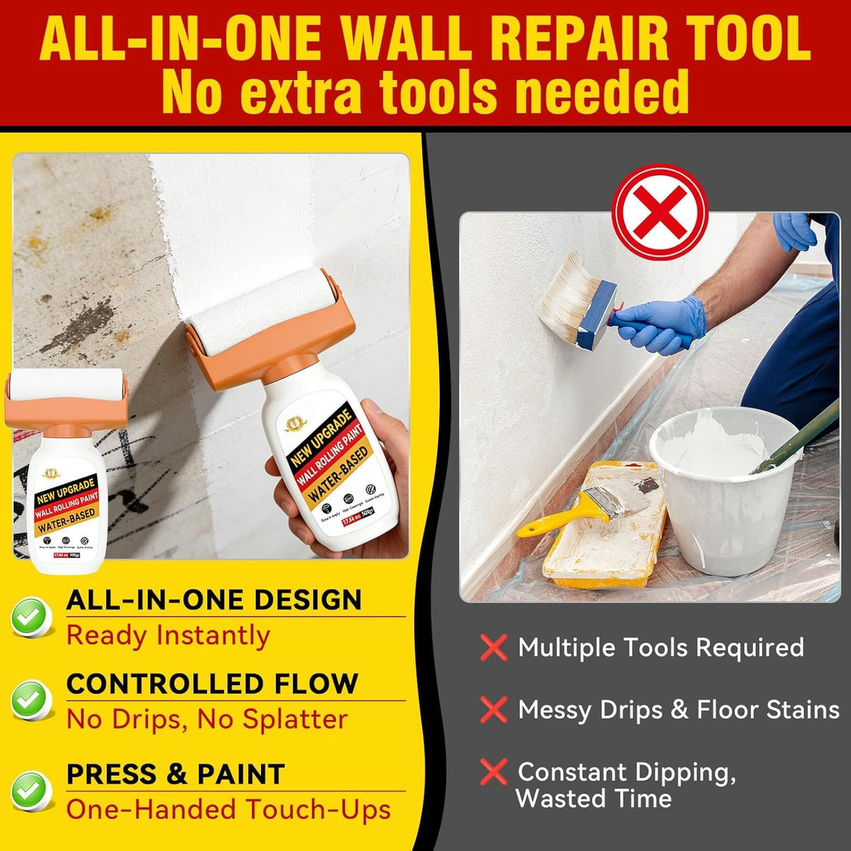 Paint Roller Brush – High Absorbency Paint Roller for Walls & Ceilings