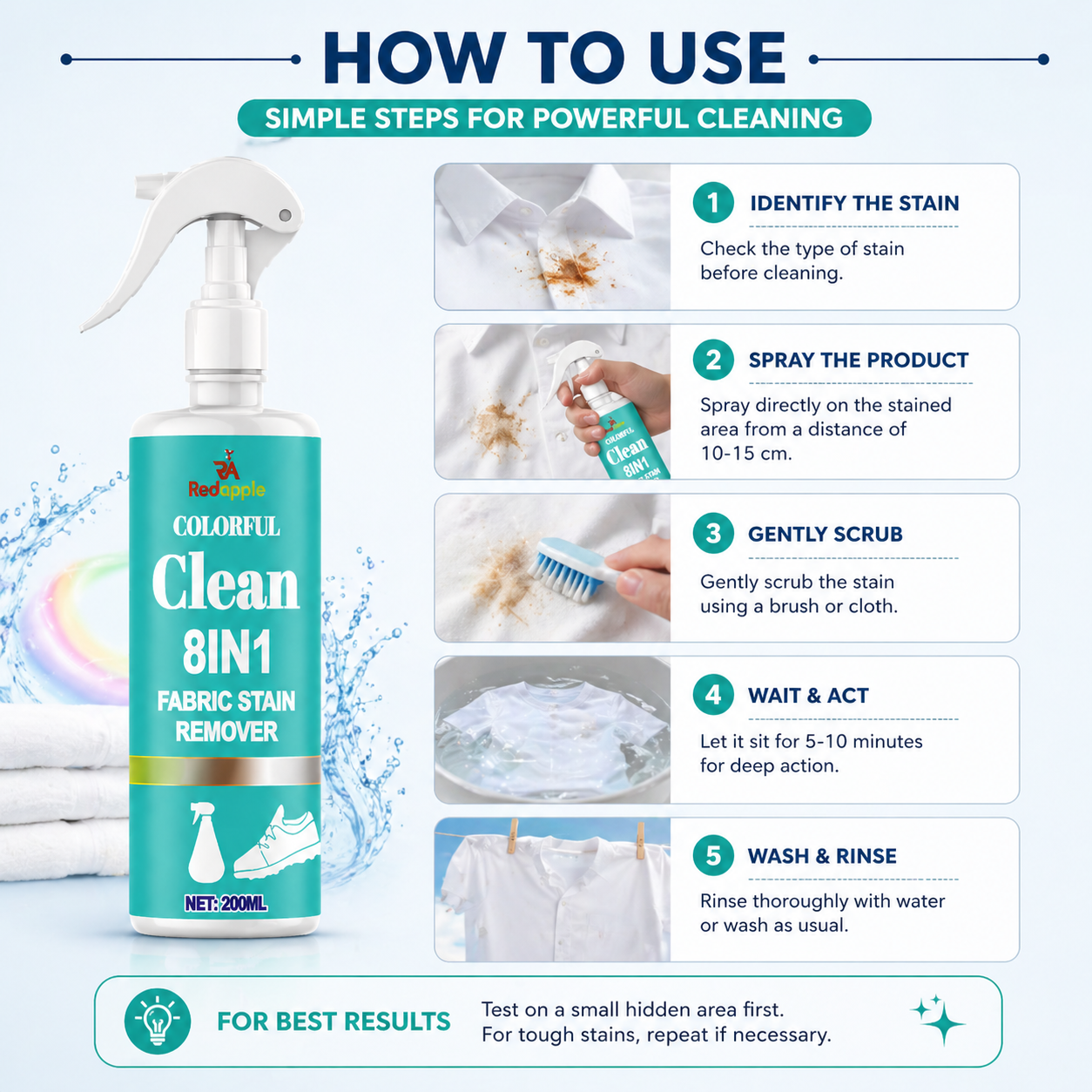 (Pack of 2) 8-in-1 Fabric Stain Remover Spray