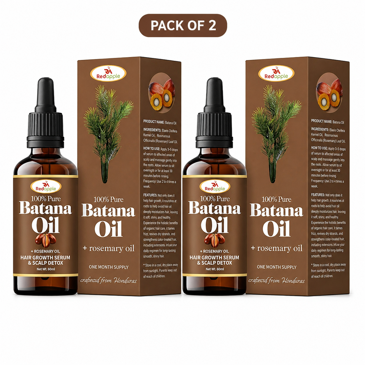 (Pack of 2) Batana Oil with Rosemary for Hair Growth 30ml each