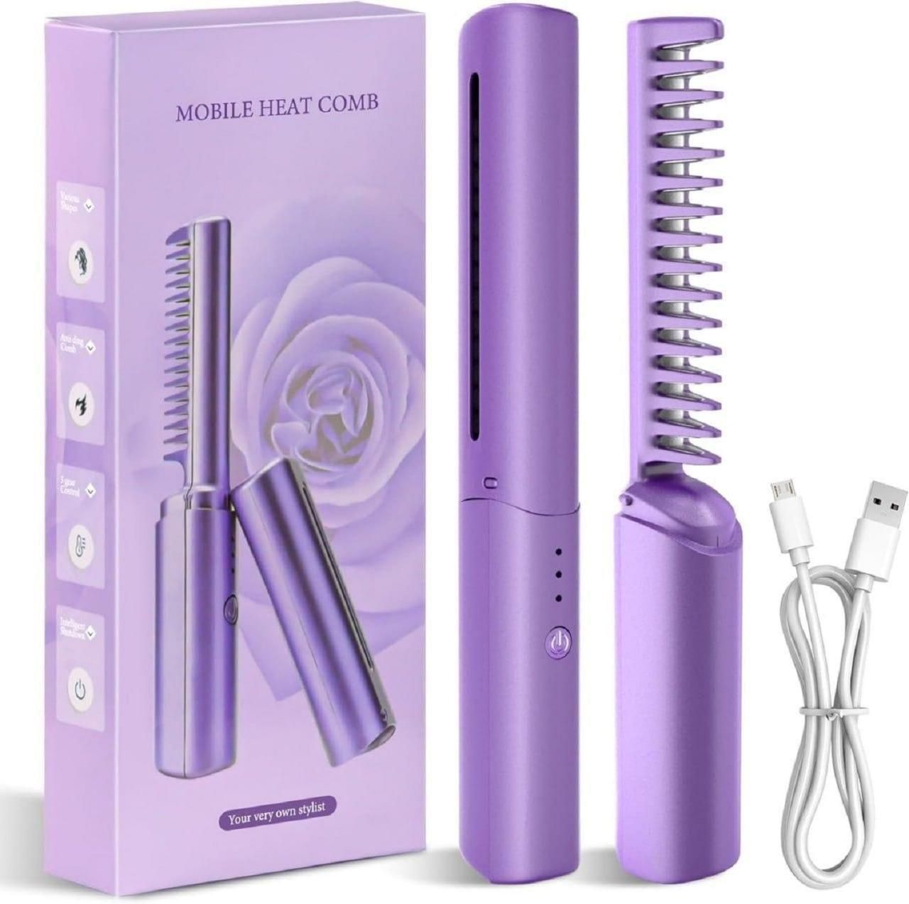 Portable Mini Hair Straightener Cordless Rechargeable Comb