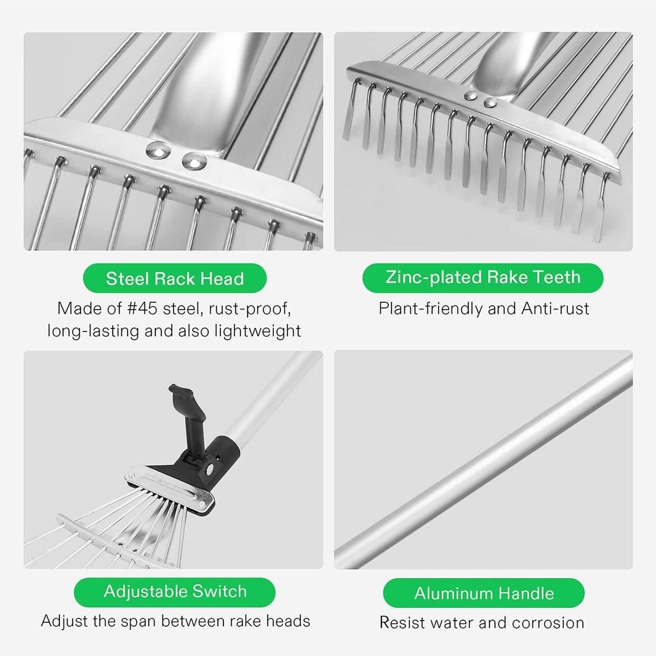 Garden Leaf Yard Cleaning Tool | Adjustable Garden Rake