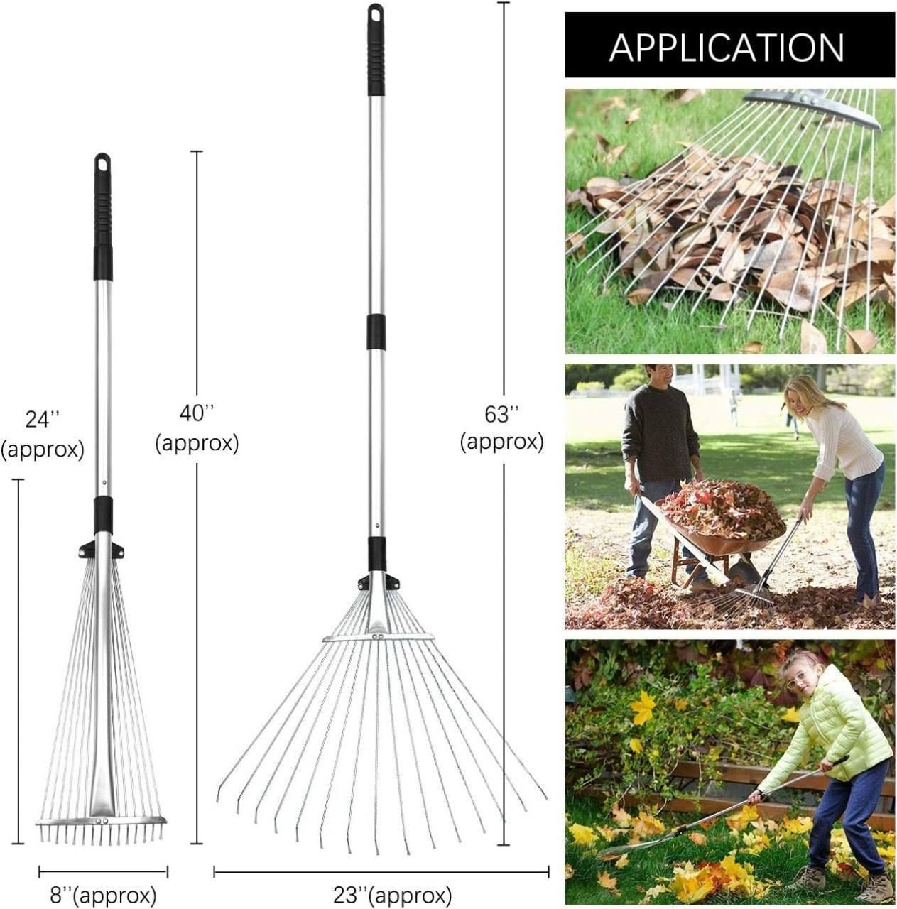 Garden Leaf Yard Cleaning Tool | Adjustable Garden Rake