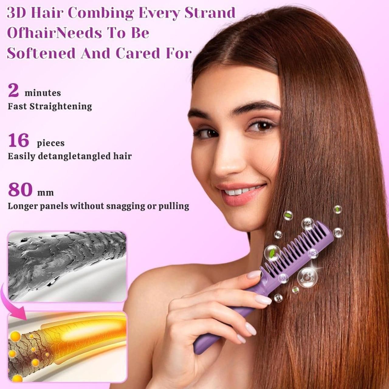 Portable Mini Hair Straightener Cordless Rechargeable Comb