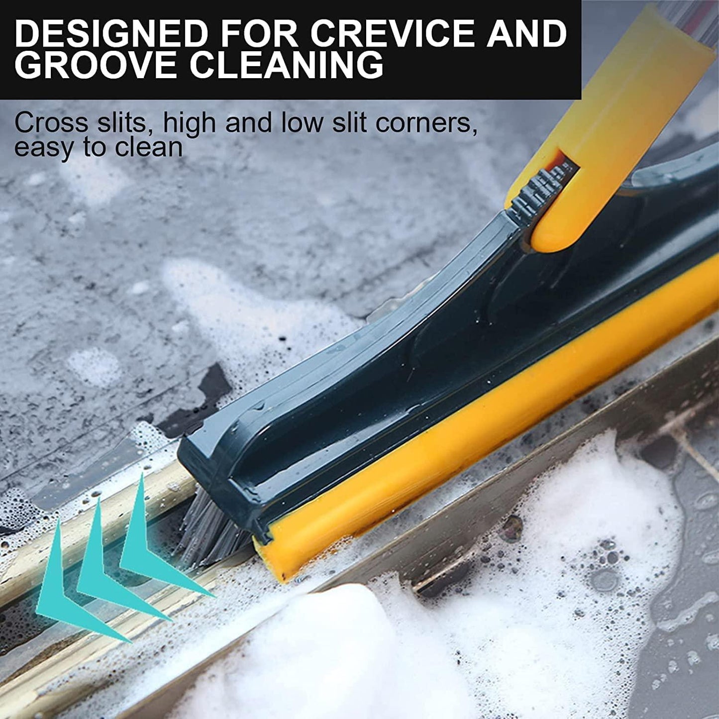 2-in-1 Scrubbing Brush with Corner Wiper & Flexible Head Floor Scrub