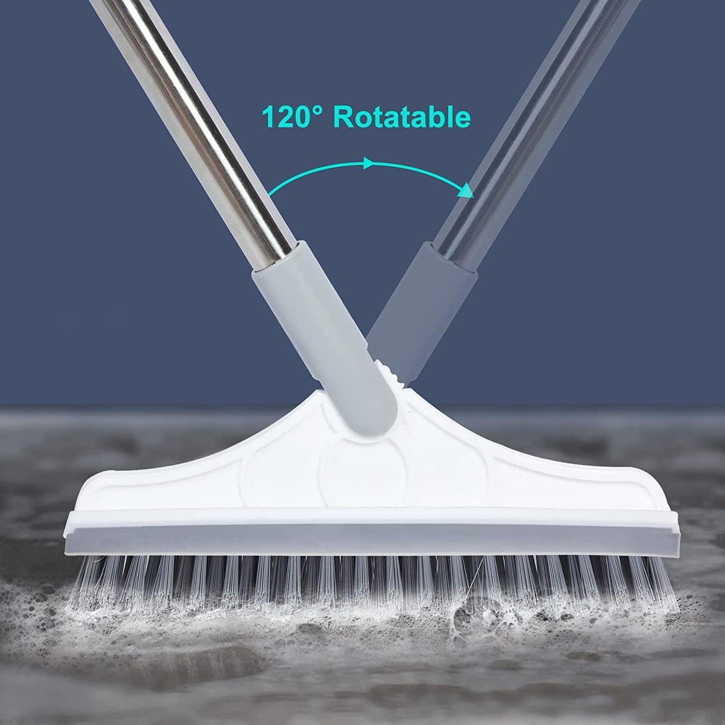 2-in-1 Scrubbing Brush with Corner Wiper & Flexible Head Floor Scrub