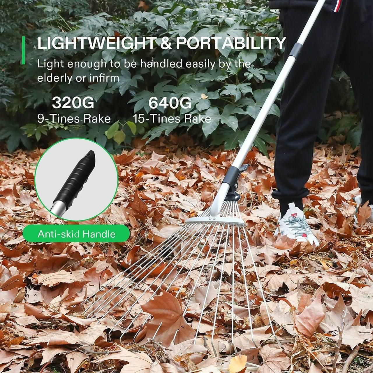 Garden Leaf Yard Cleaning Tool | Adjustable Garden Rake