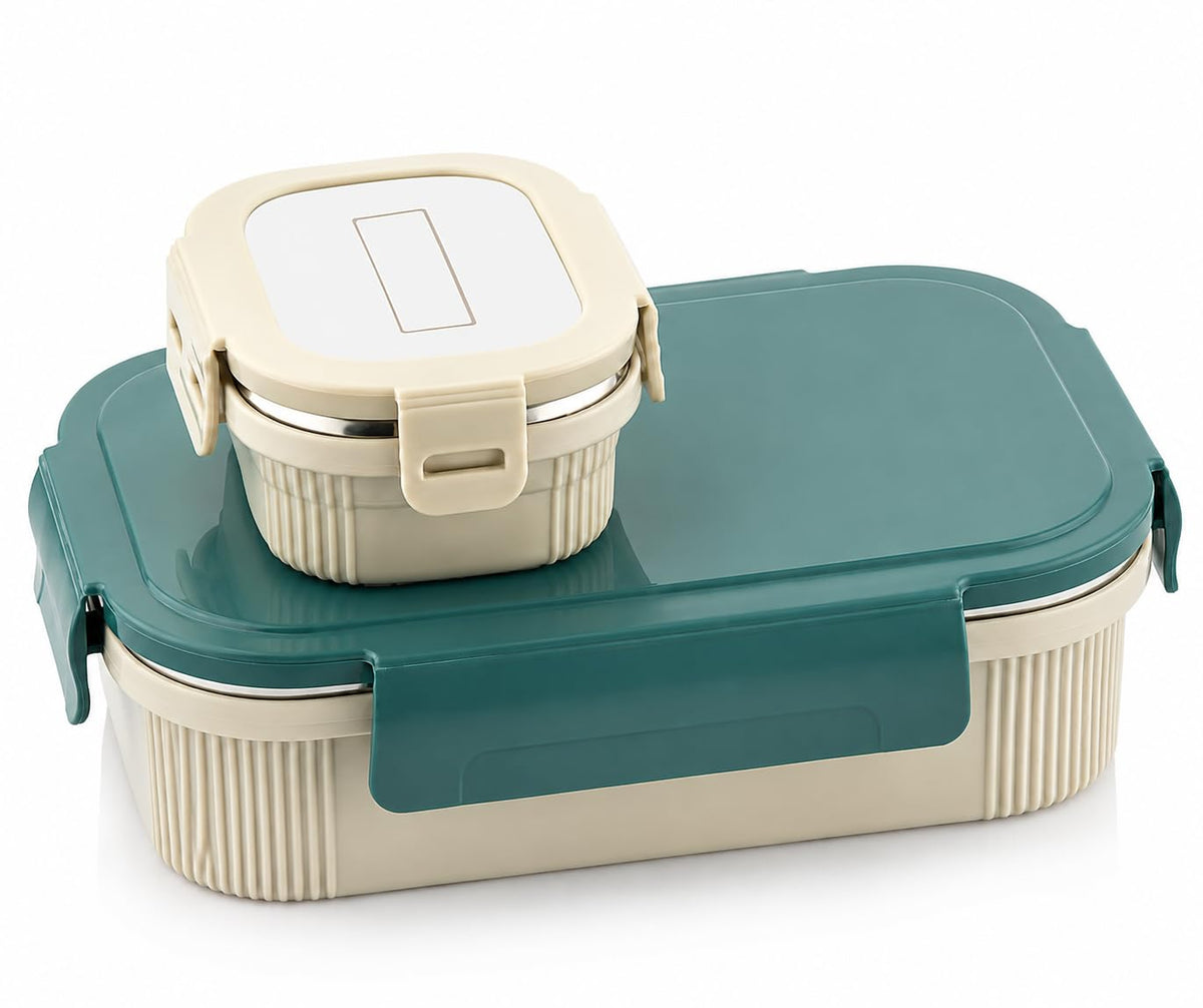 Microwave-Safe Stainless Steel Lunch Box – 800ml + 150ml