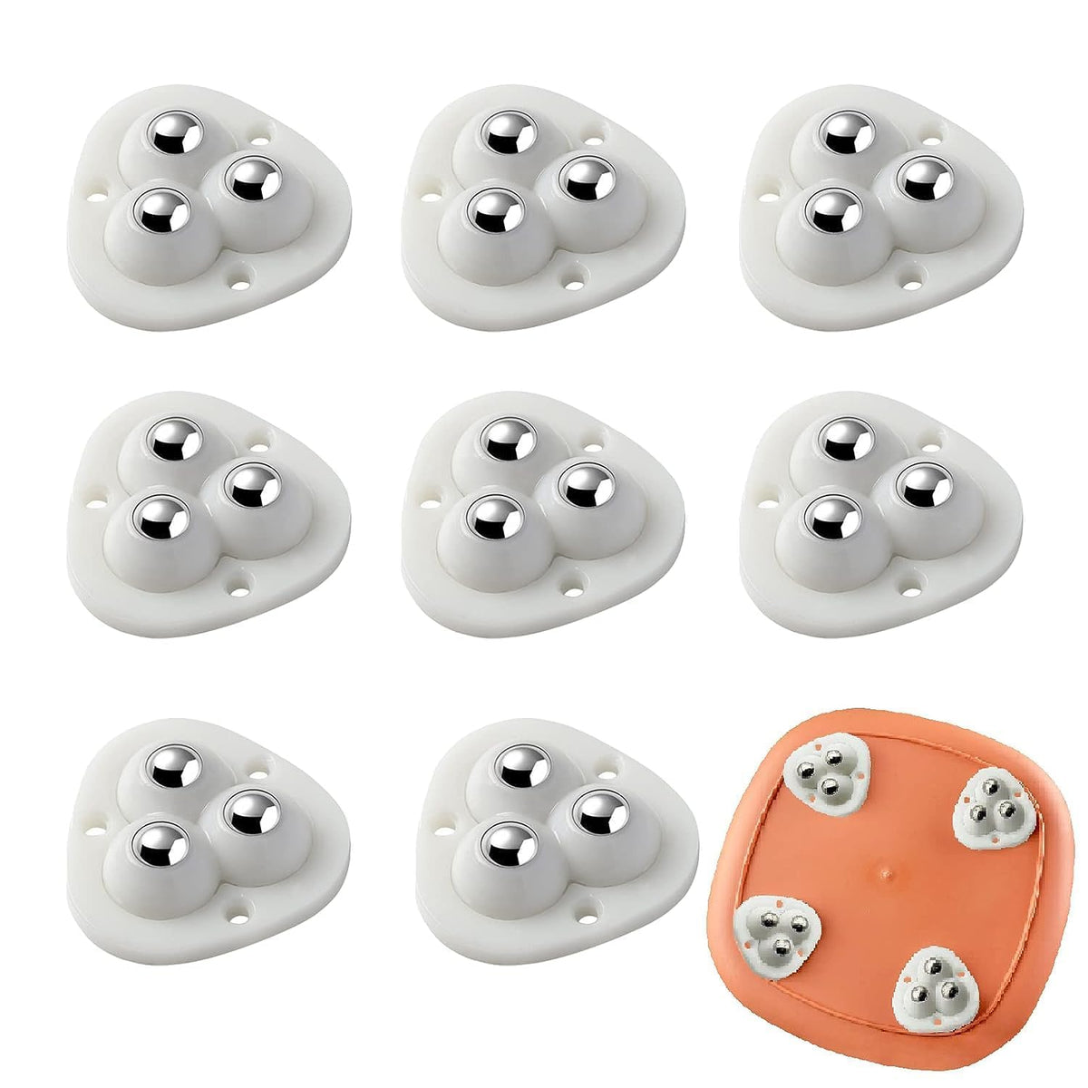 (Pack of 8) Self Adhesive Wheels for Furniture Moving – 360° Mini Swivel Caster Wheels