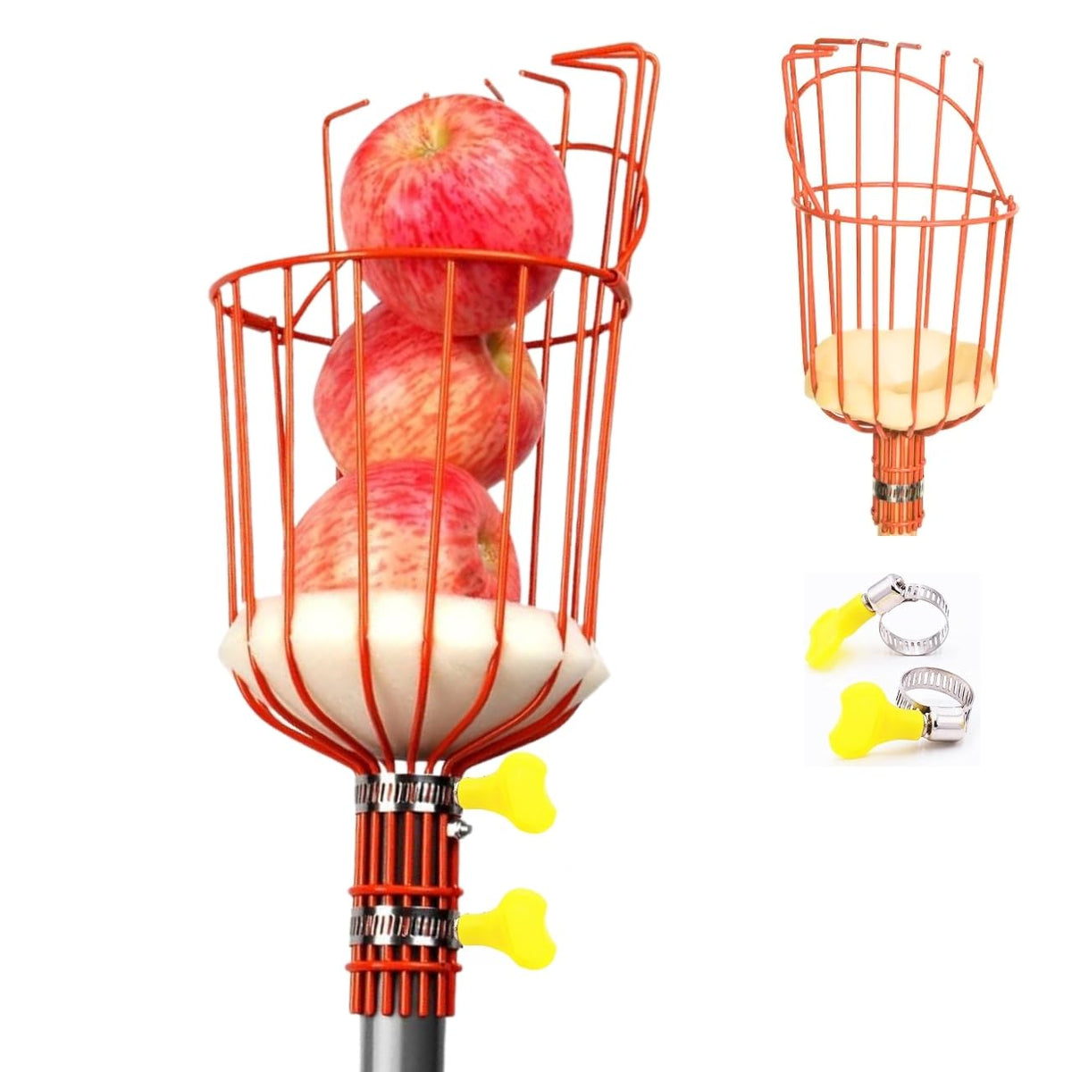 Heavy-Duty Fruit Picker Tool with Stainless Steel Connecting Pole