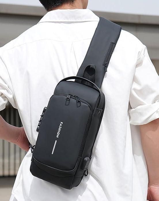 Unisex Crossbody Sling Bag – Waterproof, USB Charging Sport Sling Anti-Theft Shoulder Bag