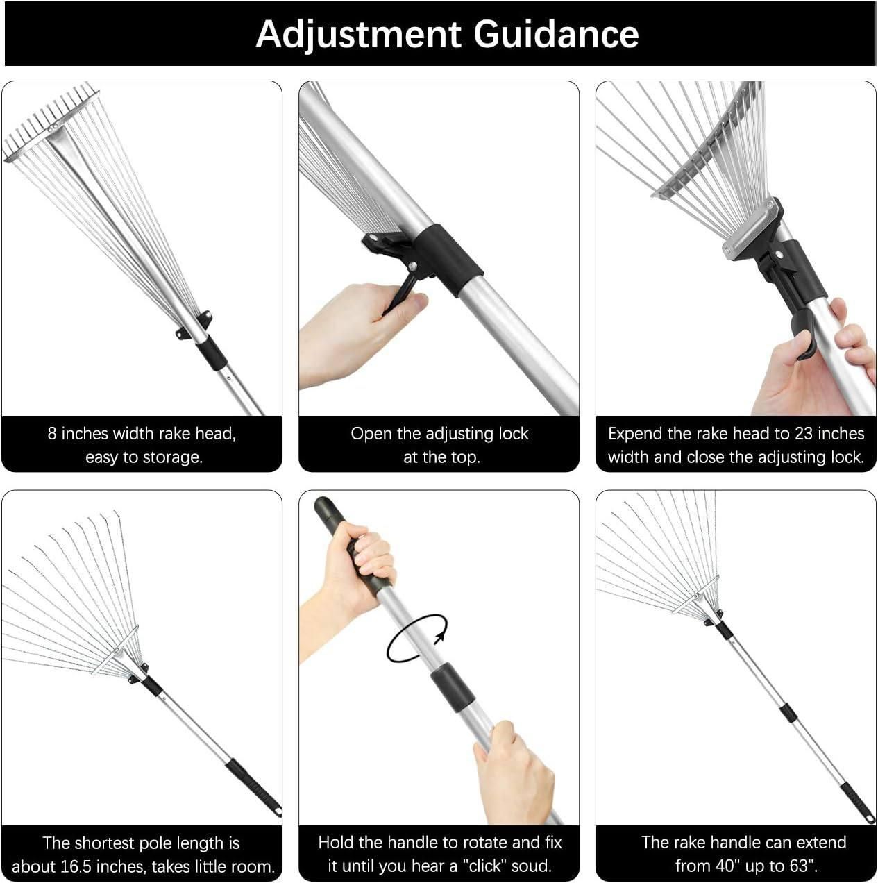 Garden Leaf Yard Cleaning Tool | Adjustable Garden Rake