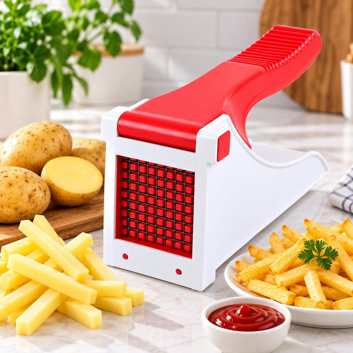 French Fries Cutter – Heavy Duty Vegetable Slicer for Carrots, Cucumber, Potatoes