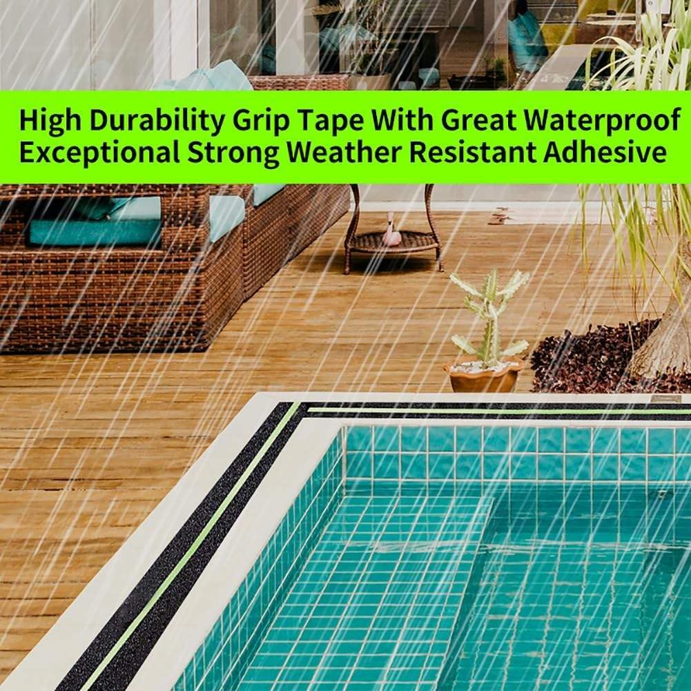 (Pack of 2) Adhesive Non-Slip Tape - Anti Slip Tape with Glow in Dark Stripe for Stairs