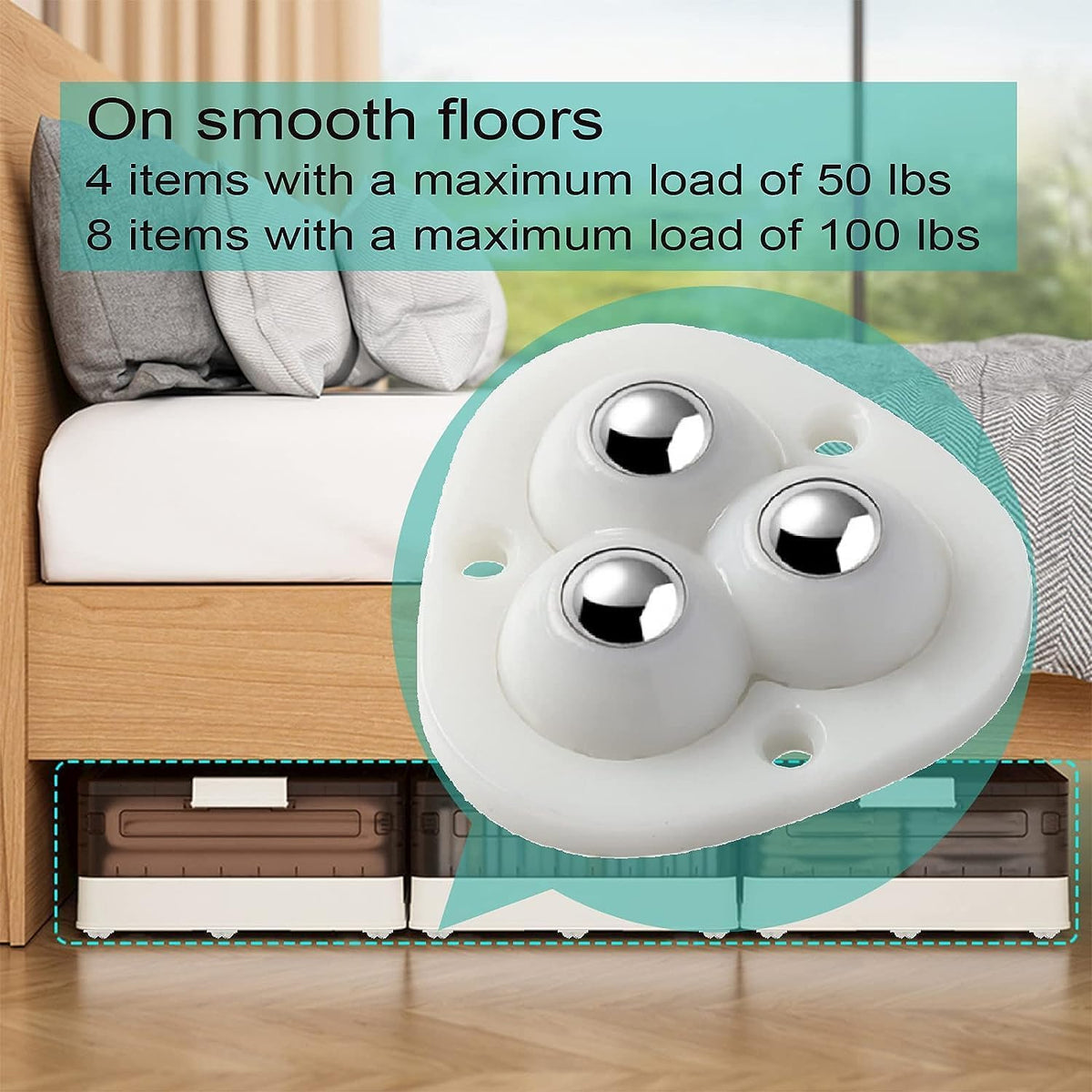 (Pack of 8) Self Adhesive Wheels for Furniture Moving – 360° Mini Swivel Caster Wheels