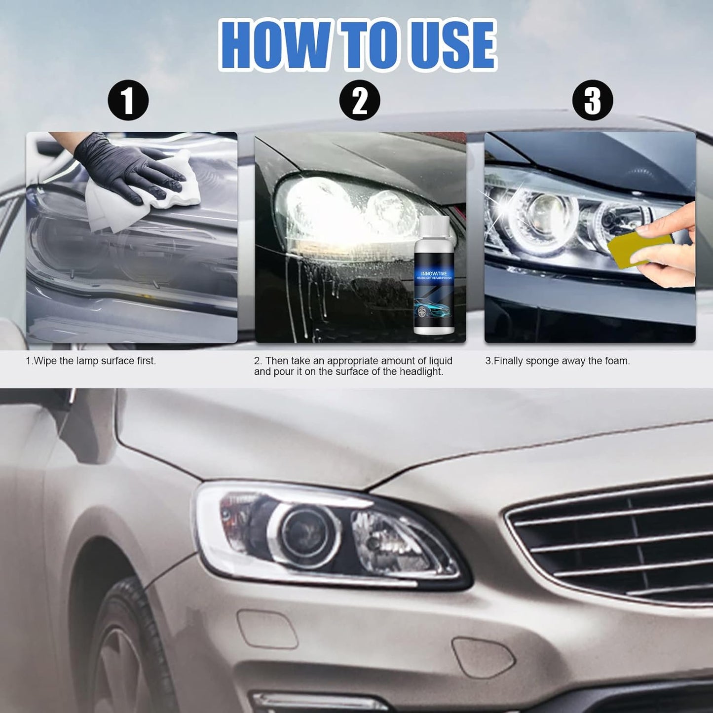 (Pack of 2) Car Headlight Repair Fluid Scratch Remover