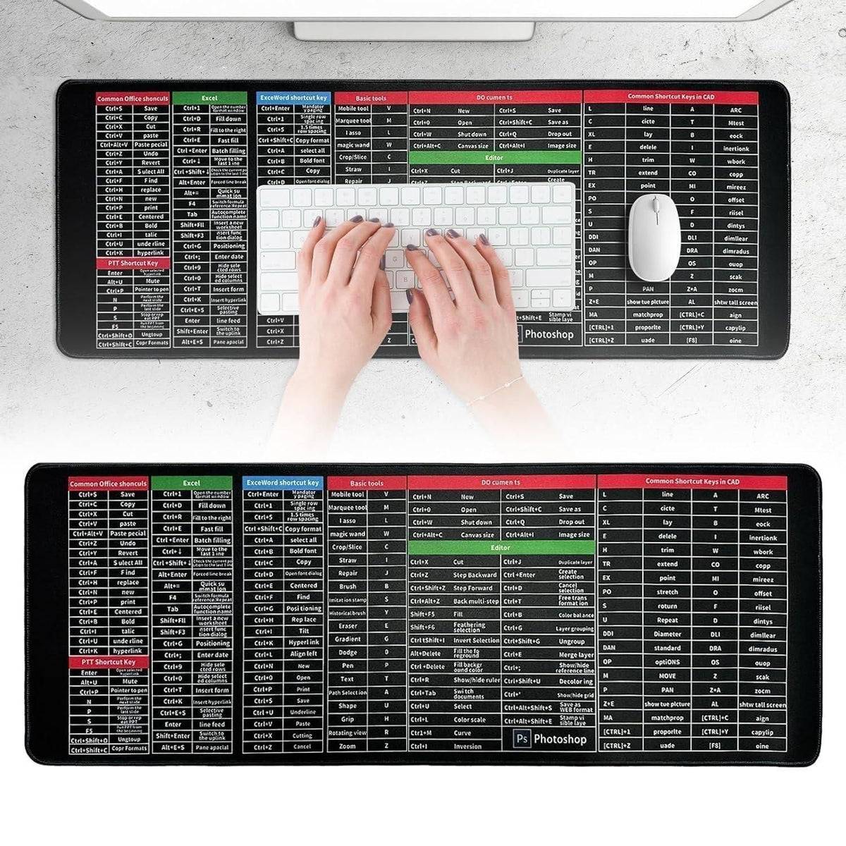 Extended Gaming Laptop Mouse Pad, Thick Non-Slip Rubber Base Desk Mat ...