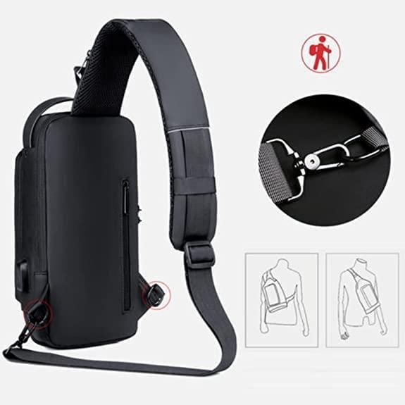 Unisex Crossbody Sling Bag – Waterproof, USB Charging Sport Sling Anti-Theft Shoulder Bag