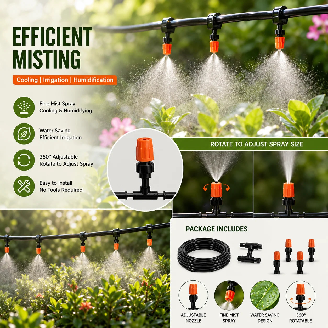 Garden Water Sprinkler Kit with Adjustable Spray Nozzles (8M, 10 Points) – Micro Drip Irrigation System