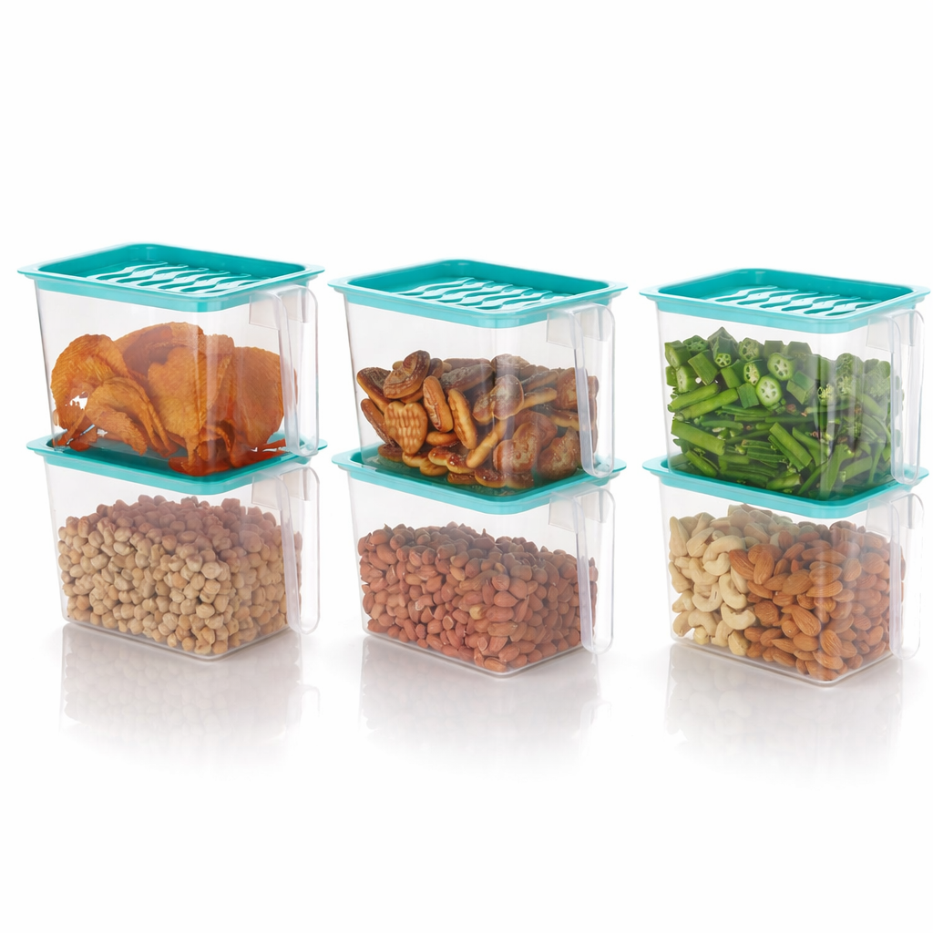 (Pack of 6) Unbreakable Fridge Storage Containers Box - Kitchen Storage Baskets