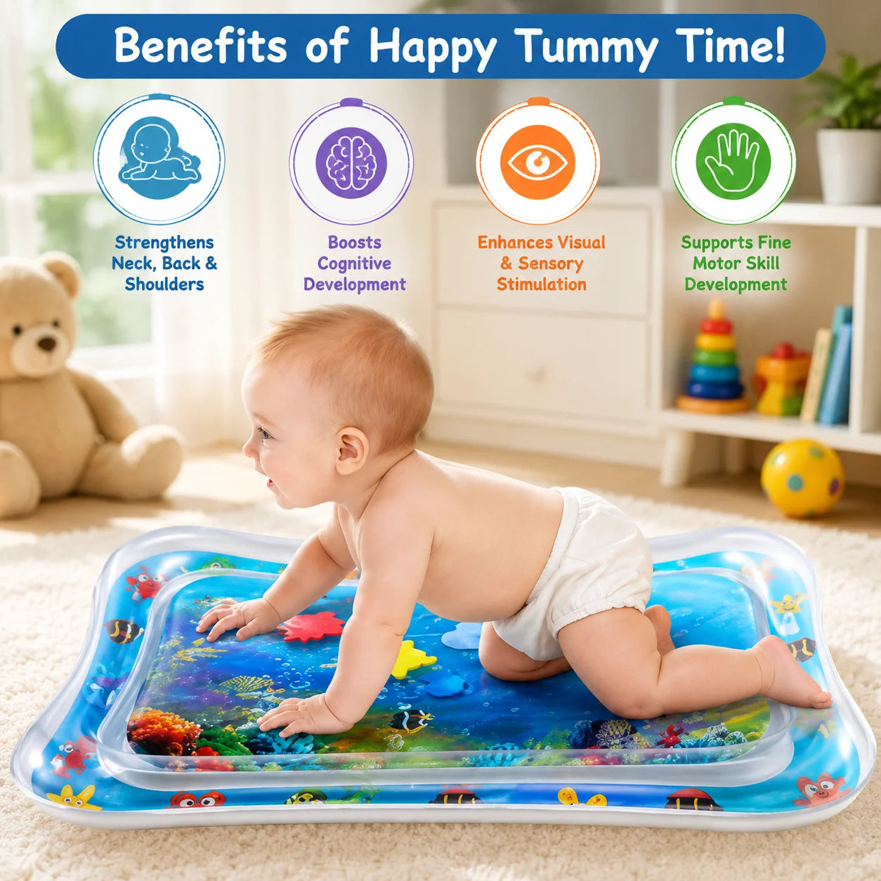Baby Water Play Mat – Tummy Time Sensory Water Mat for Babies (6–12 Months)