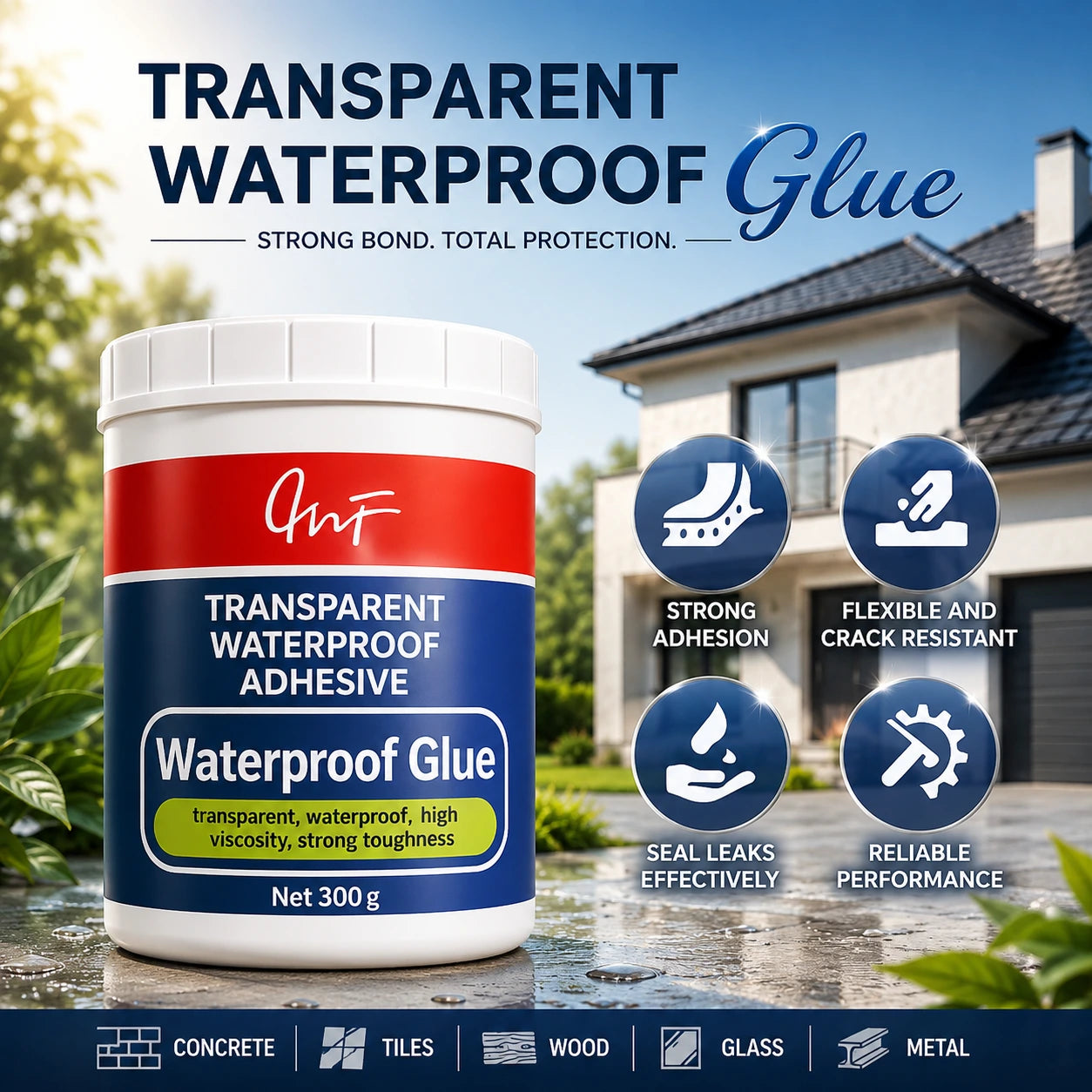 (Pack of 2) Transparent Waterproof Adhesive Glue – Clear Waterproof Sealant for Leak Repair & Crack Sealing