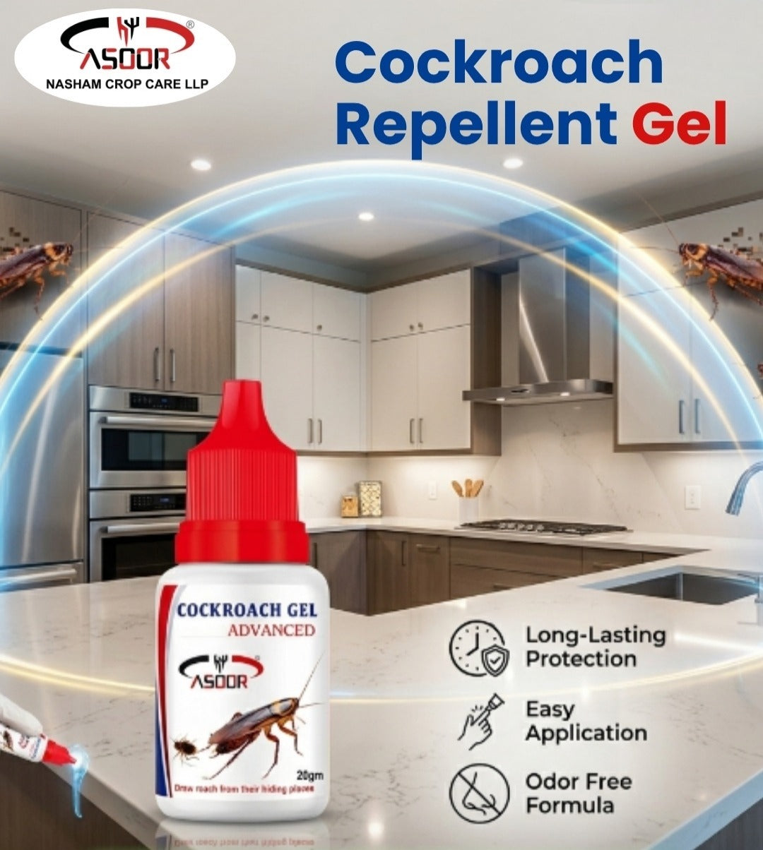 Cockroach Repellent Gel – Cockroach Control Gel for Kitchen & Home - 20 Grams Each