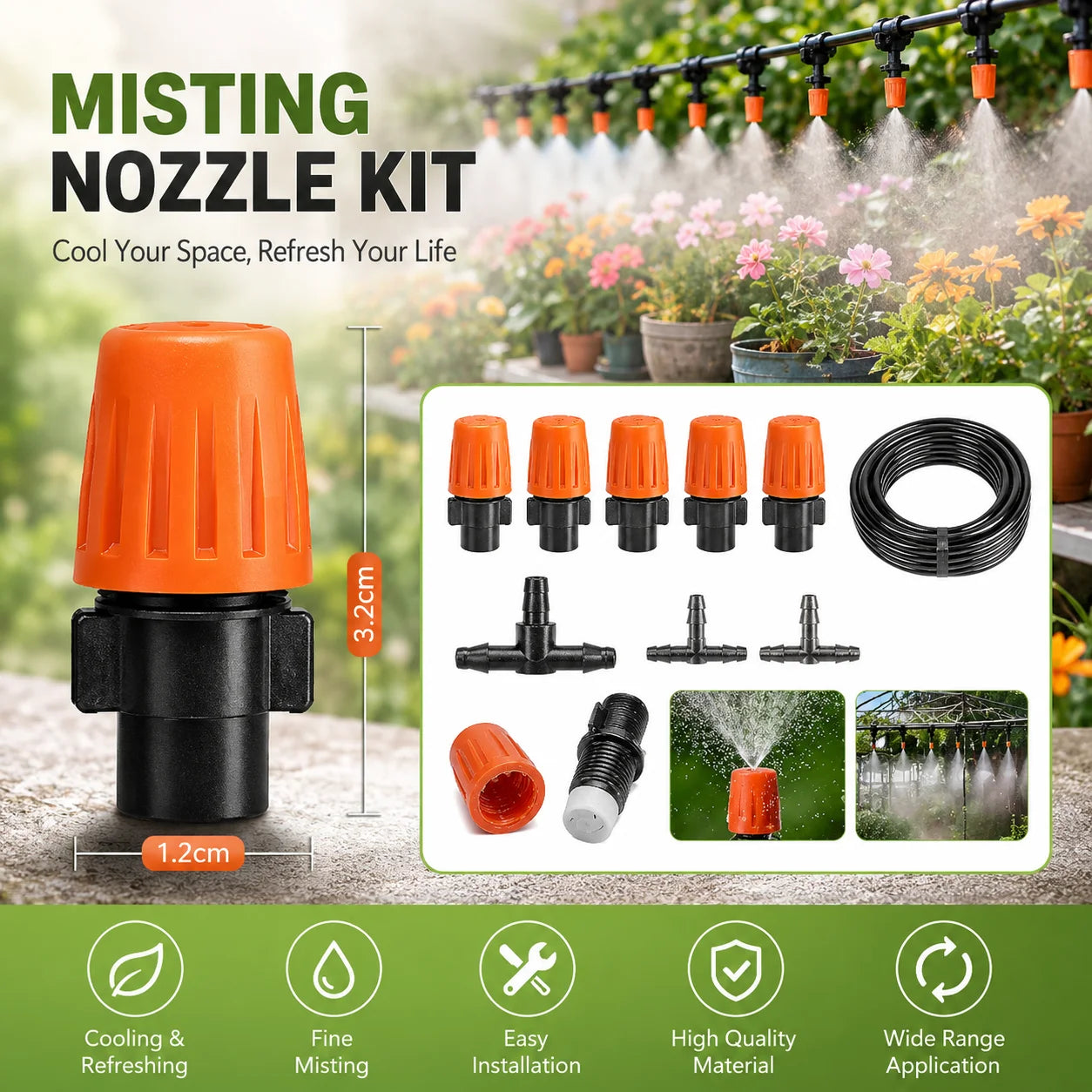 Garden Water Sprinkler Kit with Adjustable Spray Nozzles (8M, 10 Points) – Micro Drip Irrigation System