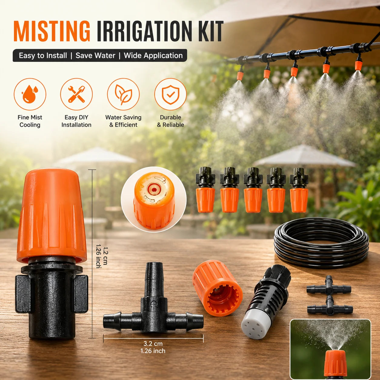 Garden Water Sprinkler Kit with Adjustable Spray Nozzles (8M, 10 Points) – Micro Drip Irrigation System