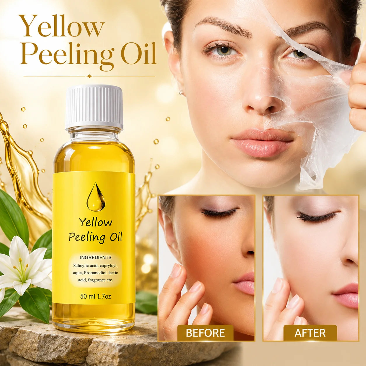 (Pack of 2) Yellow Peeling Oil – Gentle Exfoliating Body Care Oil