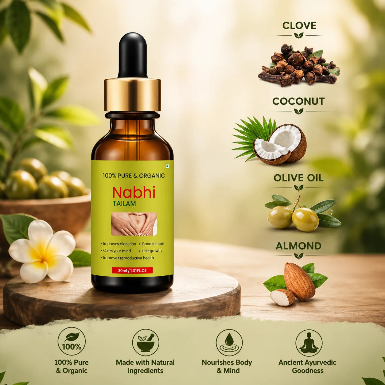 (Pack of 2) Nabhi Oil – Herbal Belly Button Oil for Daily Navel Care 30ml Each