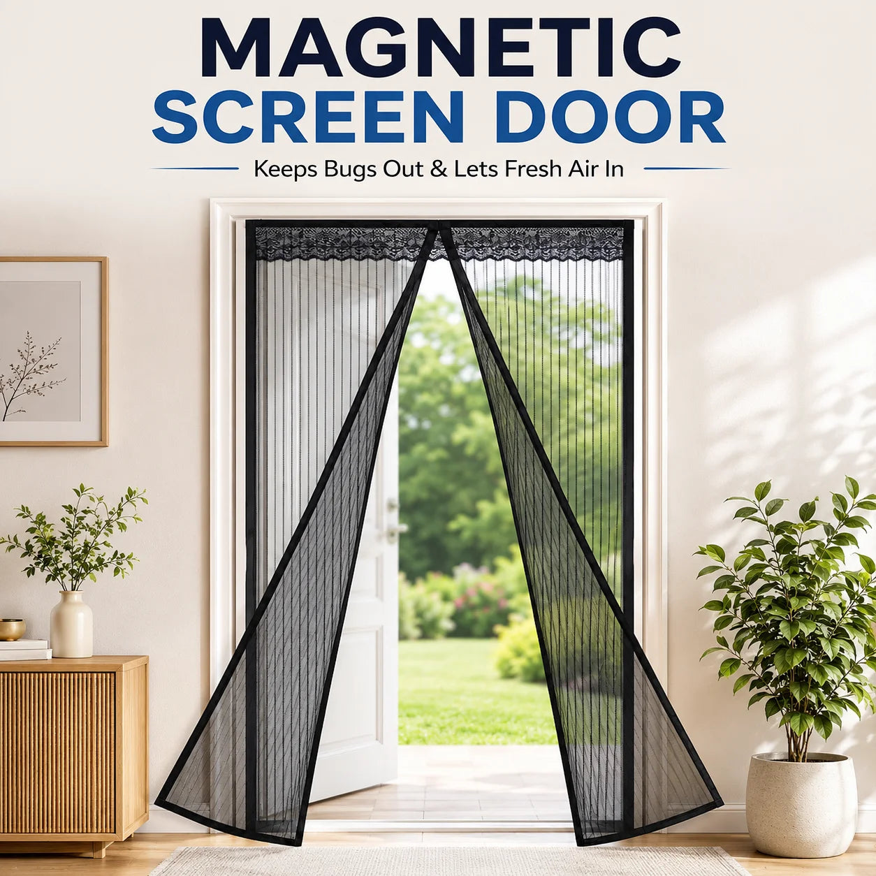 Mesh Magnetic Anti Mosquito Screen Door Net Curtain – (100 × 210 cm) Fits 7 Feet Door