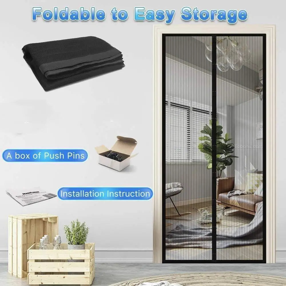 Mesh Screen Net Home Magnetic Foldable Anti Mosquito Door Curtains 100*210CM which fits to Door Size - 7 Feet