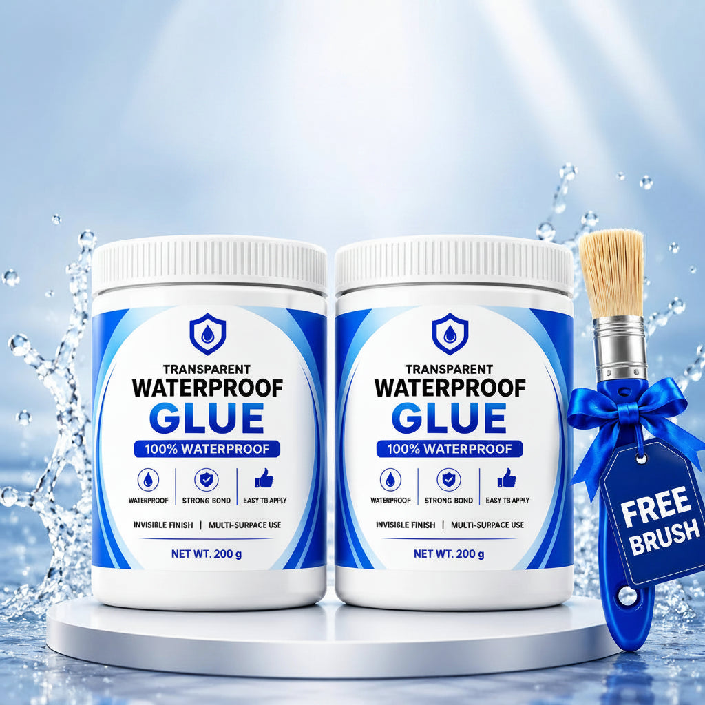 (Pack of 2) Transparent Waterproof Glue with Free Brush – Clear Waterproof Sealant for Leak Repair