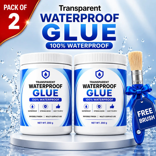 (Pack of 2) Transparent Waterproof Glue with Free Brush – Clear Waterproof Sealant for Leak Repair