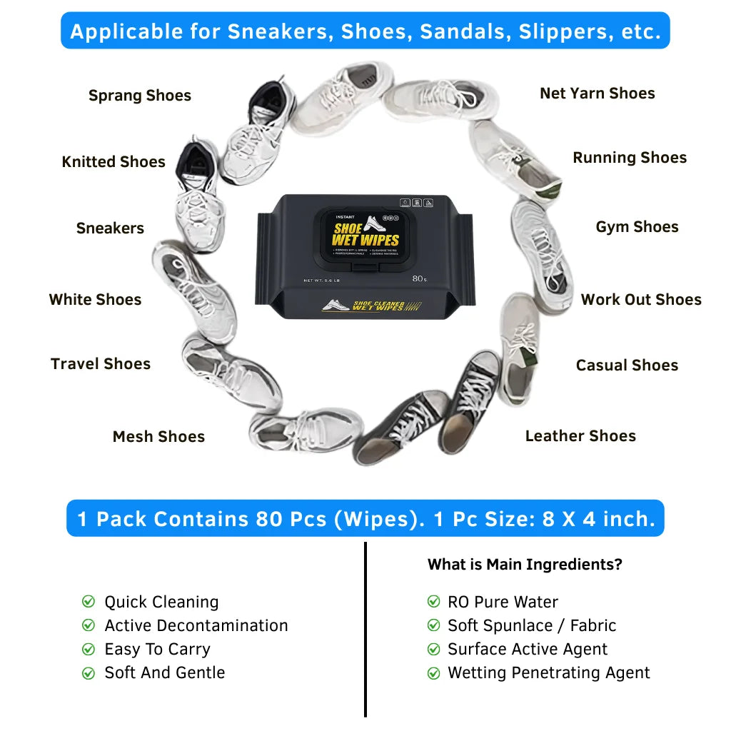 Natural Instant Sneaker & Shoe Cleaner Wipes (50% OFF)